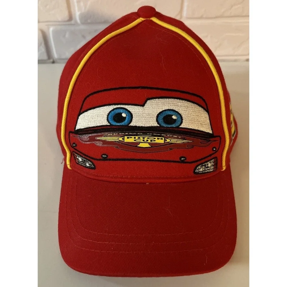 Disney Red Lightning McQueen Kids Hat with Yellow Trim